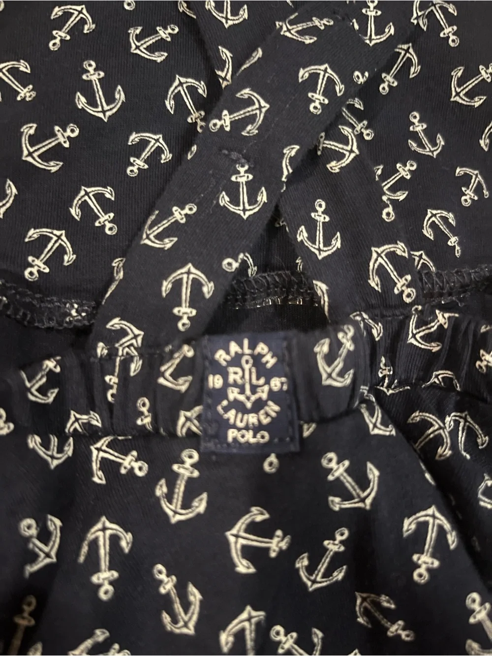 Ralph Lauren Navy and White Anchor Print Romper 9m